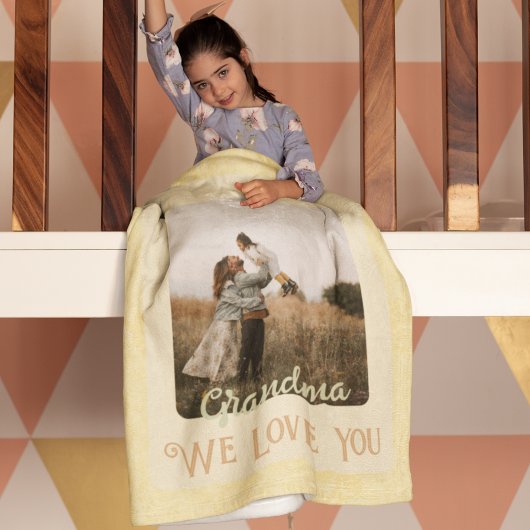 Chic Persoonlijke fototekst Grootma Gift Yellow Fleece Deken