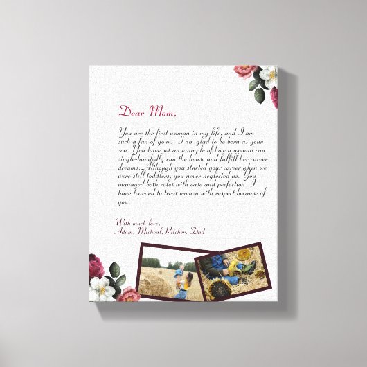 chic Persoonlijke liefdesbrief Handgeschreven cade Canvas Afdruk (Voorkant)