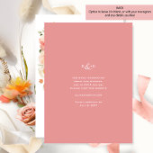 Chic perzik en koraal roze delicate bloemen bruilo kaart