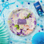 Chic perzik en Paarse Roos bruiloft Papieren Bordje (Feest)