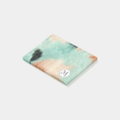 Chic Perzik Mint Cowgirl Koeienhuid Monogram Post-it® Notes (Schuin)
