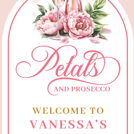 Chic petals and prosecco bridal shower tapestry wandkleed