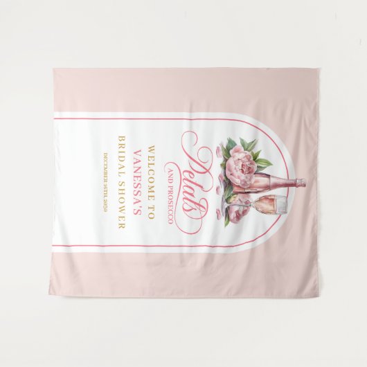 Chic petals and prosecco bridal shower tapestry wandkleed (Voorkant (horizontaal))
