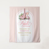 Chic petals and prosecco bridal shower tapestry wandkleed (Voorkant)