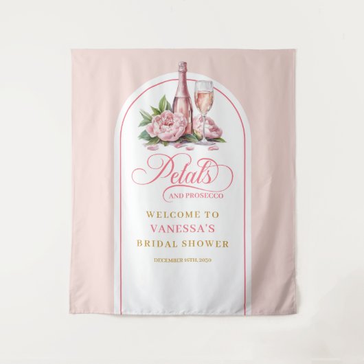 Chic petals and prosecco bridal shower tapestry wandkleed (Voorkant)