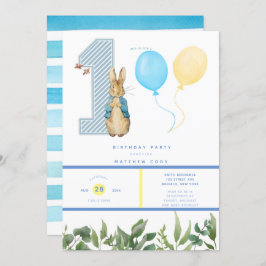 Chic Peter Rabbit Boy 1st Birthday Party Kaart