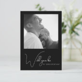 Chic Photo Black and White Groomsman proposal Kaar Bedankkaart (Staand voorkant)