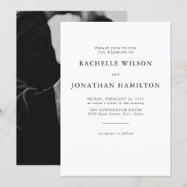 Chic Photo Black White Wedding Kaart