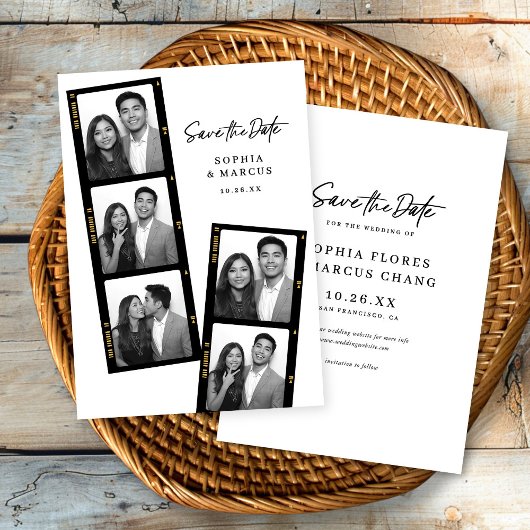 Chic Photo-booth Filmstrip Wedding Save The Date