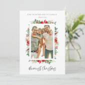 Chic Photo Classic Merriest Christmas Poinsettias Feestdagenkaart (Staand voorkant)