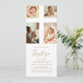 Chic Photo Collage Cross Baby doop Kaart (Staand voorkant)