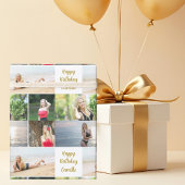 Chic Photo Collage Happy Birthday Gold Script Cadeaupapier