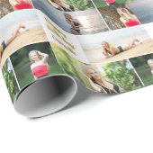 Chic Photo Collage Happy Birthday Gold Script Cadeaupapier (Rol Hoek)