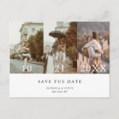 Chic Photo Collage Minimalist Bewaar de datum Aankondigingskaart (Voorkant)