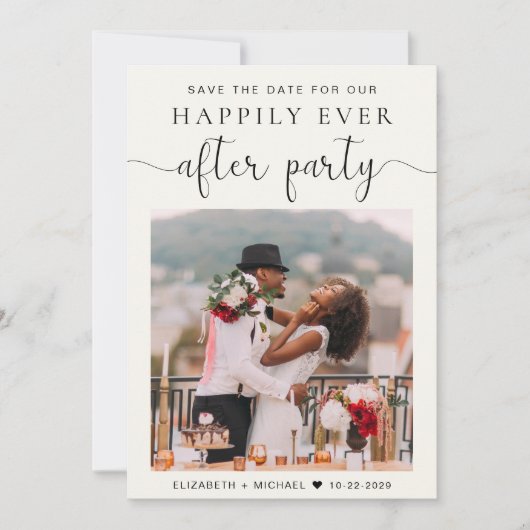 Chic Photo Cream Weddenschap Opslaan Datum Aankondiging (Voorkant)