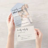 Chic Photo Cream Wedding Reception All In One Uitnodiging (Afscheurbaar)