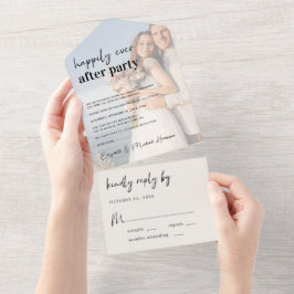 Chic Photo Cream Wedding Reception All In One Uitnodiging