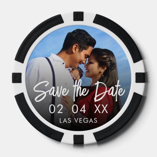 Chic Photo Destination Wedding Sla de datum op Poker Chips (Voorkant)