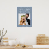 Chic Photo Dusty Blue bruiloft receptie Welkom Poster (Keuken)