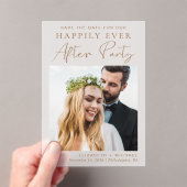 Chic Photo Gold Wedding Receptie Bewaar de datum Acryl Uitnodigingen (Insitu (Draagbaar))