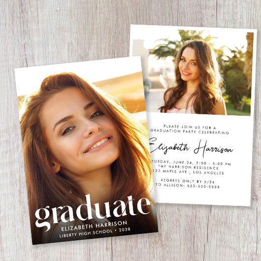 Chic Photo Graduation Party Kaart
