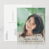 Chic Photo graduation party-uitnodiging Briefkaart (Voorkant / Achterkant)