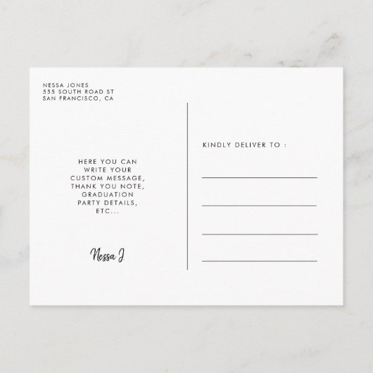 Chic Photo graduation party-uitnodiging Briefkaart (Achterkant)