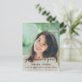 Chic Photo graduation party-uitnodiging Briefkaart (Staand voorkant)