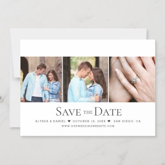 Chic Photo Grid Wedding Save the Date magnetisch Magnetische Uitnodiging (Voorkant)