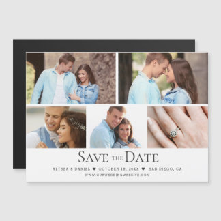Chic Photo Grid Wedding Save the Date magnetisch Magnetische Uitnodiging