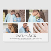 Chic Photo Grid Wedding Save the Date magnetisch Magnetische Uitnodiging (Voorkant)