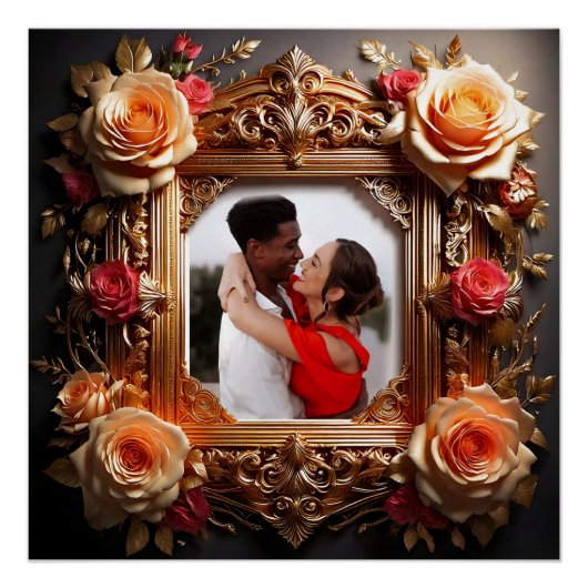  Chic Photo Lijst met Rozen en Ornamenten Perfect Poster (Voorkant)