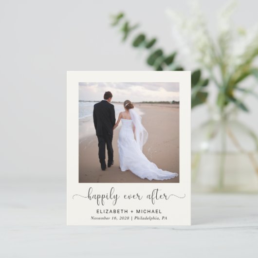 Chic Photo QR Code Cream Wedding Reception nodigt  (Staand voorkant)