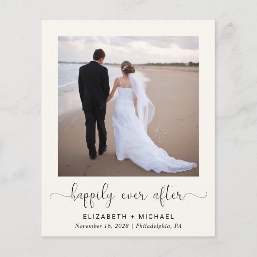 Chic Photo QR Code Cream Wedding Reception nodigt (Voorkant)