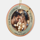 Chic Photo Roos Gold Eerste Kerstdag Samen Keramisch Ornament (Links)