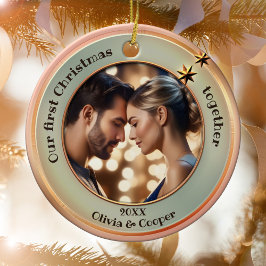 Chic Photo Roos Gold Eerste Kerstdag Samen Keramisch Ornament