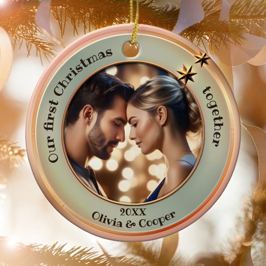 Chic Photo Roos Gold Eerste Kerstdag Samen Keramisch Ornament