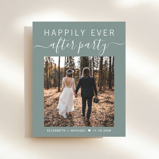 Chic Photo Sage Green Wedding Reception Uitnodigin