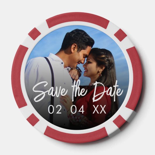 Chic Photo Script Wedding Sla de datum op Poker Chips (Achterkant)