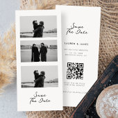 Chic Photo Strip Wedding QR-code Bewaar de datum