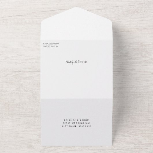 Chic Photo Wedding All In One Uitnodiging (Buitenkant)