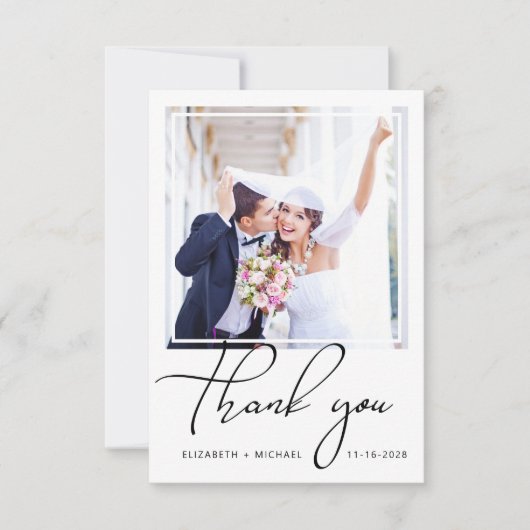 Chic Photo Wedding Bedankkaart (Voorkant)