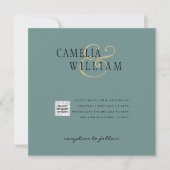 Chic Photo Wedding Invite QR Code Save Date Green (Voorkant)