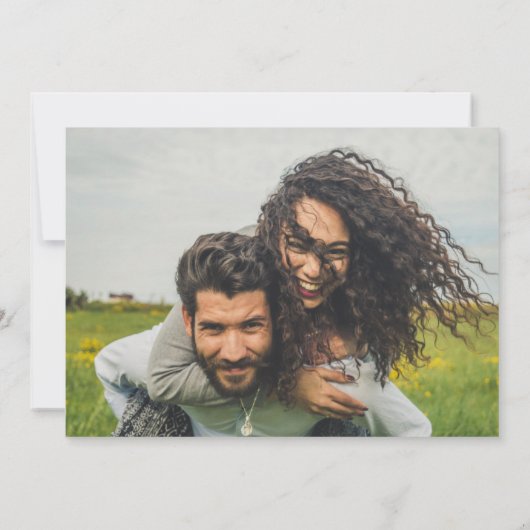 Chic Photo Wedding Invite QR Code Save Date Green Kaart (Achterkant)