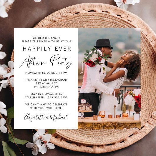 Chic Photo Wedding Reception Invitation