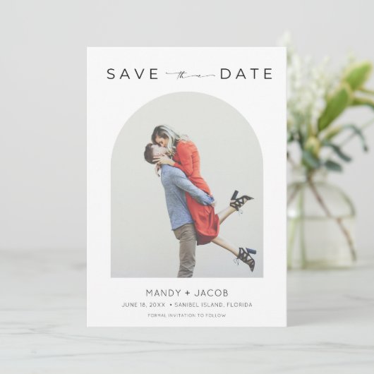 Chic Photo Wedding Sla de datum op Save The Date (Staand voorkant)