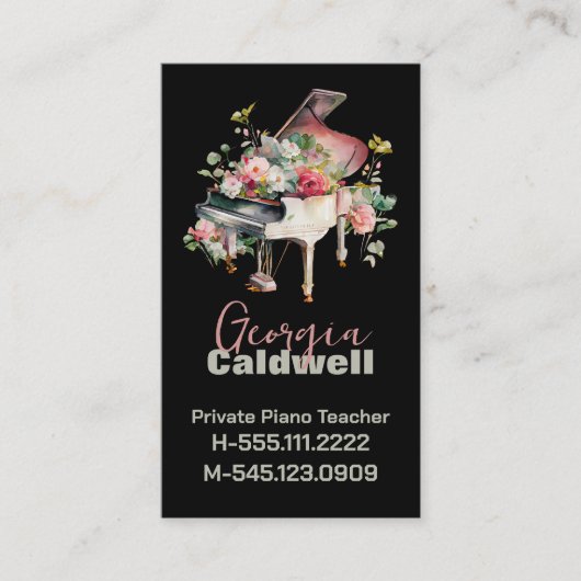 Chic Piano Waterverf docent Visitekaartje (Voorkant)