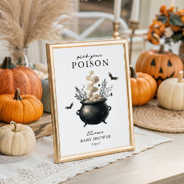 Chic 'Pick your Poison' Halloween Drinks Sign Poster
