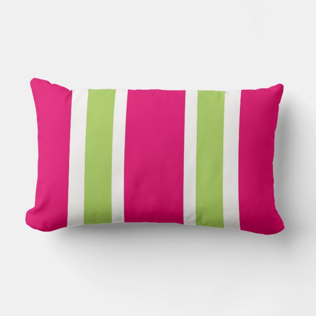 CHIC PILLOW_ 561 HOT PINK/60 GROENE STRIPES KUSSEN (Voorkant)