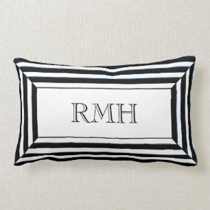 CHIC PILLOW_BLACK & WITTE STRIPEN MET MONOGRAM KUSSEN
